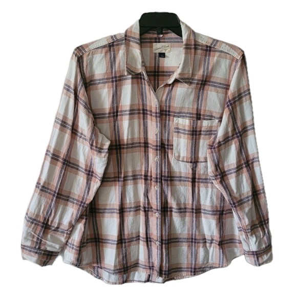 Universal Threads Flannel Shirt Womens XL Plaid Oversized Boyfriend Button Up - Picture 1 of 12
